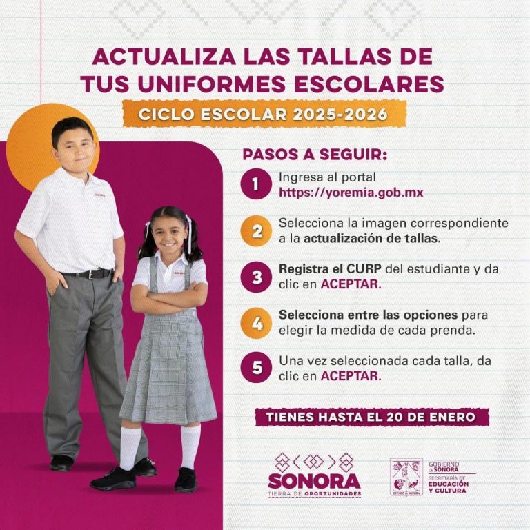 ACTUALIZA MAS TALLAS DE LOS UNIFORMES ESCOLARES