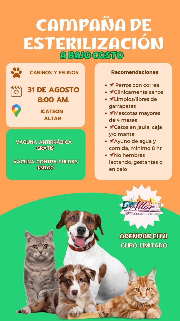 CAMPAÑA DE ESTERILIZACIÓN Y VACUNACIÓN EN ALTAR