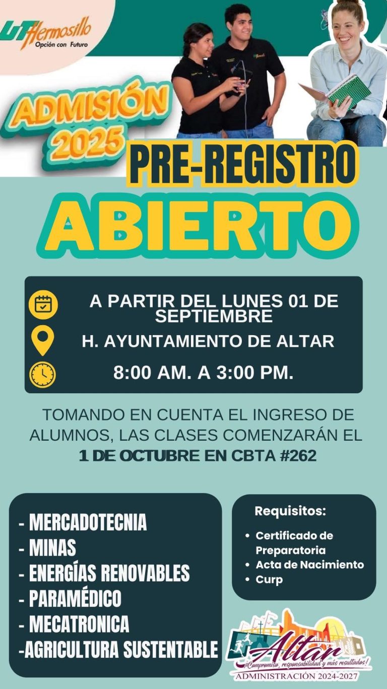 INICIA PRE- REGISTRO PARA UNIVERSIDAD EN ALTAR