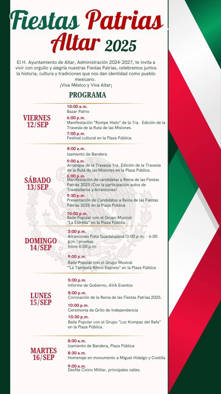 ✨ PROGRAMA OFICIAL DE LAS FIESTAS PATRIAS ALTAR 2025 ✨