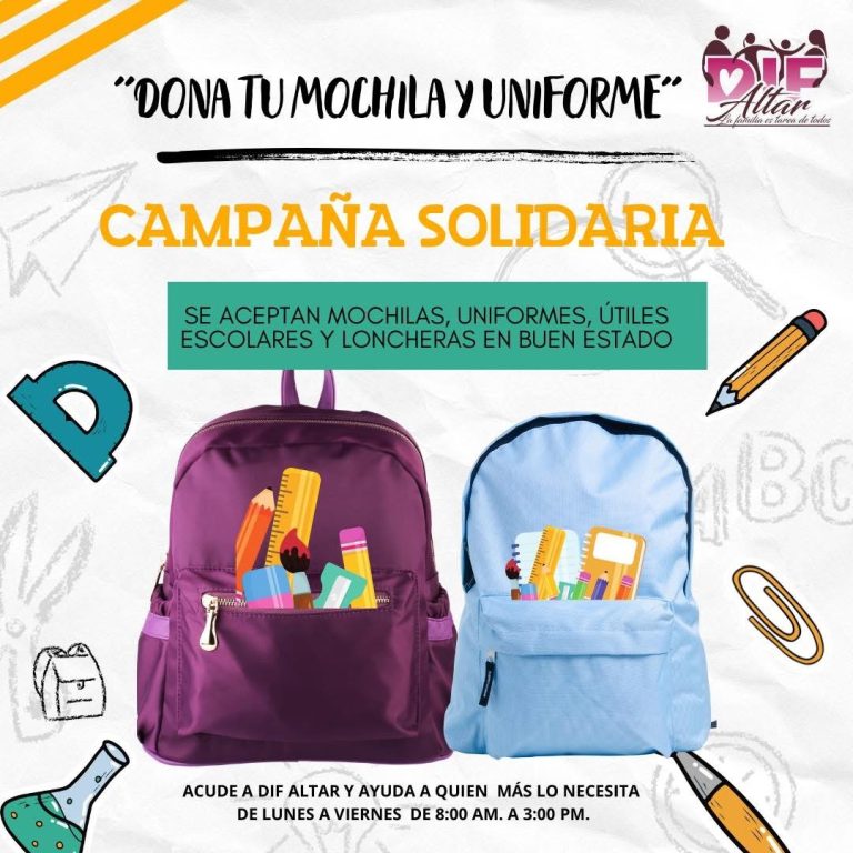 DONA TU MOCHILA Y UNIFORME