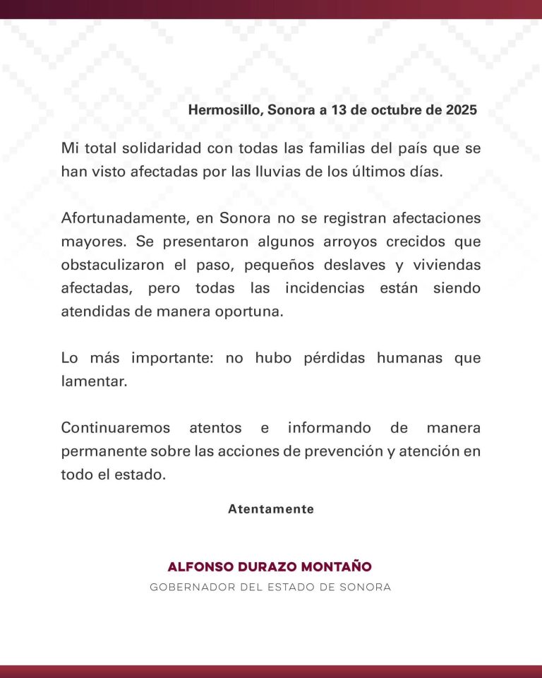 COMUNICADO DEL GOBERNADOR