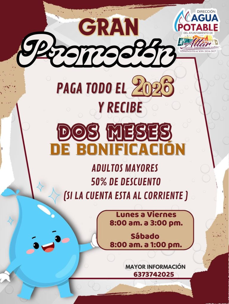 PROMOCIÓN EN TU PAGO DE AGUA POTABLE